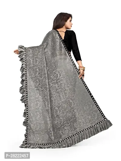 Stylish Grey Cotton Ethnic Motif Saree With Blouse Piece For Women-thumb2