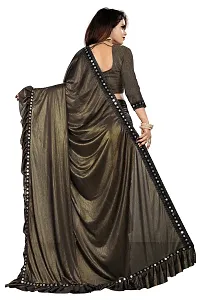 Stylish Brown Cotton Blend Ethnic Motif Saree With Blouse Piece For Women-thumb1