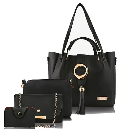 Classy Solid Handbags for Women with Clutch, Sling Bag and Wallet
