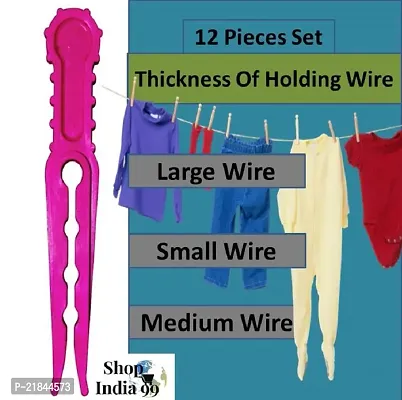 Shop India 99 Plastic Hanging Cloth Clip| Cloth Pegs| Clothesline| 12 pcs set