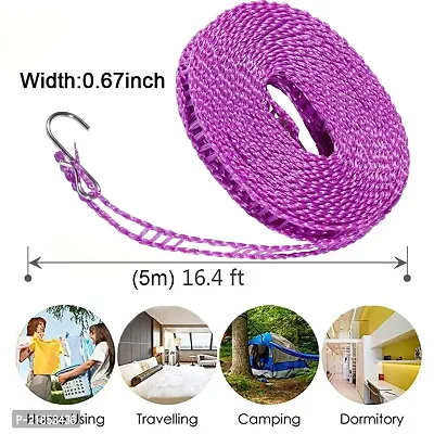 Shop India 99 5 Meters Windproof Anti-Slip Clothes Washing Line Drying Nylon Rope with Hooks-thumb0