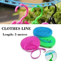 Shop India 99 5 Meters Windproof Anti-Slip Clothes Washing Line Drying Nylon Rope with Hooks-thumb1