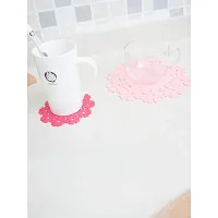 2 pcs Silicone Table Heat Resistant Mat Cup Coffee Coaster Colorful Lace Flower Hollow Design Round Cushion Placemat Pad-thumb1