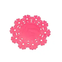 2 pcs Silicone Table Heat Resistant Mat Cup Coffee Coaster Colorful Lace Flower Hollow Design Round Cushion Placemat Pad-thumb2