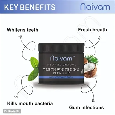 Naivam Activated Charcoal Teeth Whitening Powder (Pack of 2 x 100gm)-thumb2
