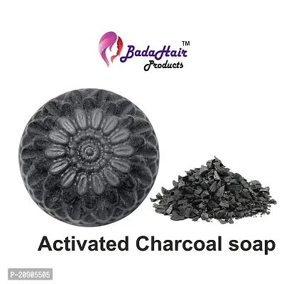 BADAHAIR? Activated Charcoal Hand Made Deep Cleansing Bath Soap For Skin Whitening, Natural Detox Face  Body Soap for Acne, Blackheads,Pimple Skin Care | Pack of 1 x 100 g.-thumb5