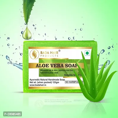 BADAHAIR? handmade aloevera soap | herbal natural soap Natural Glycerin Made Aloevera Soap For Men Women 125gm Pack of 3-thumb4