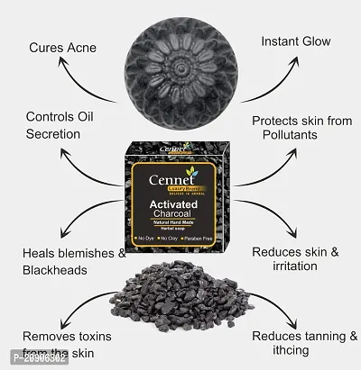 Cennet Activated charcoal soap for skin whitening, Natural Detox, Deep cleaning, Skin care soap(3x100g) pack of 3.-thumb5
