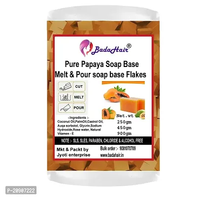 BADA HAIR Papaya Milk Melt and Pour Glycerine Soap Base | Moisturizing and Nourishing Soap for Skin | Soap Base for Making Soap at Home | Papaya, Milk, and Coconut oil - (900gm)