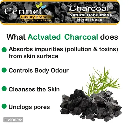 Cennet Activated charcoal soap for skin whitening, Natural Detox, Deep cleaning, Skin care soap(3x100g) pack of 3.-thumb2