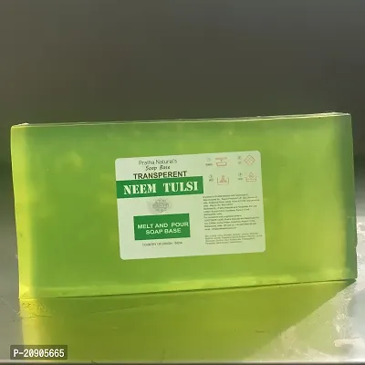 Pratha Naturals NEEM TULSI Melt and Pour soap base | Glycerin Soap Base 1kg | Pure and Natural - No Paraben, SLS, Tallow. (1 kg, Neem Tulsi Transperent)