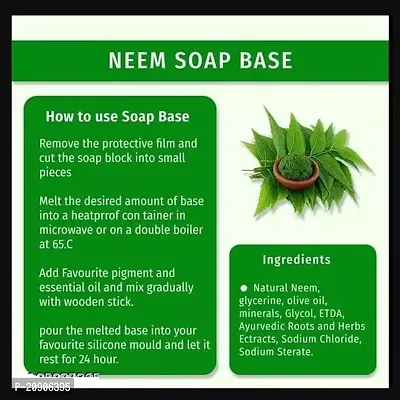 BADAHAIR? Natural Herbal Neem Soap Base Purifying Neem Soap Base For Acne | Pimples And Rashes Soap Base For Soap Making, Neem Melt  Pour Clear Transparent Glycerine Soap Base, Paraben Free ?(1KG)-thumb5