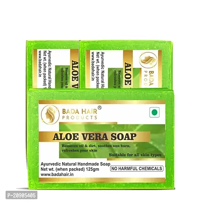 BADAHAIR? handmade aloevera soap | herbal natural soap Natural Glycerin Made Aloevera Soap For Men Women 125gm Pack of 3-thumb0