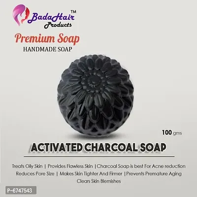 BadaHair Activated Charcoal Soap For Women Skin Whitening, Acne, Blackheads, Anti Wrinkle, Pimple Skin Care Soap.(Pack Of 1 )-thumb0