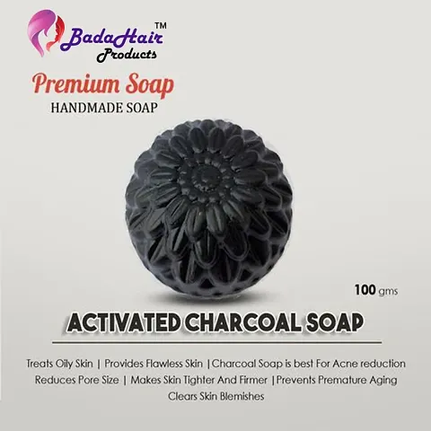 BadaHair Activated Charcoal Soap For Women Skin Whitening, Acne, Blackheads, Anti Wrinkle, Pimple Skin Care Soap.(Pack Of 1 )
