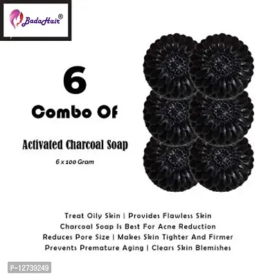 Activated Charcoal Soap For Women Skin Whitening, Acne, Blackheads, Anti Wrinkle, Pimple Skin Care Soap.(Pack Of 6)-thumb0