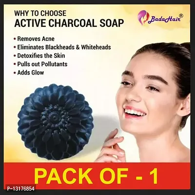 BadaHair Activated Charcoal Soap For  Skin Whitening, Acne, Blackheads, Skin Care Soap.(Pack Of  1 )-thumb0