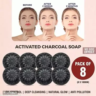 BadaHair Activated Charcoal Soap For  Skin Whitening, Acne, Blackheads, Skin Care Soap.(Pack Of 8 )