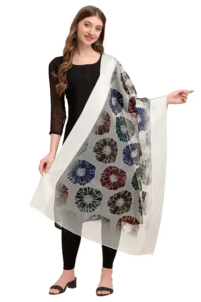 VJ SONS Women's Kota Checks Chunnis & Dupattas/Dupatta (White)