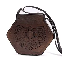 Women's Handcrafted Wooden Light Weight Unique Purse Handbag By DEAFCO (PURSE 377)-thumb4