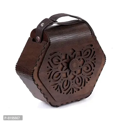 Women's Handcrafted Wooden Light Weight Unique Purse Handbag By DEAFCO (PURSE 377)-thumb0