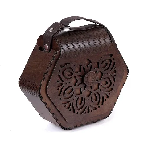 Women's Handcrafted Wooden Light Weight Unique Purse Handbag By DEAFCO (PURSE 377)