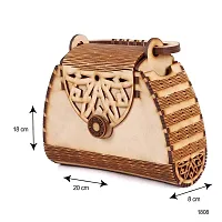 VJ SONS Women's Decorative Lesser Cutting Wooden Purse Ladies wallet, Latest Handbags for woman with Leather Belt (Beige 6)-thumb2