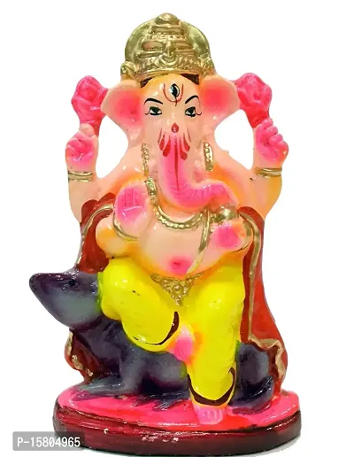 KAANUS ECO Friendly Colored Ganesha / Ganpati Visarjan Ganesh Religious God Water Soluble Clay Idol for Ganesh Chaturthi ( Standard , Multicolour )-thumb0