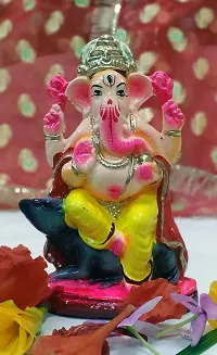 KAANUS ECO Friendly Colored Ganesha / Ganpati Visarjan Ganesh Religious God Water Soluble Clay Idol for Ganesh Chaturthi ( Standard , Multicolour )-thumb4