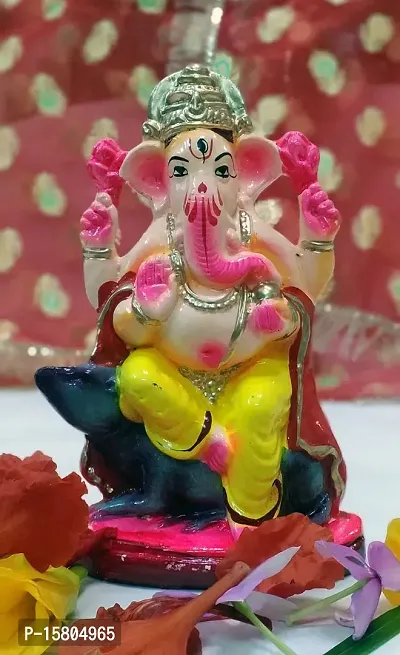 KAANUS ECO Friendly Colored Ganesha / Ganpati Visarjan Ganesh Religious God Water Soluble Clay Idol for Ganesh Chaturthi ( Standard , Multicolour )-thumb5