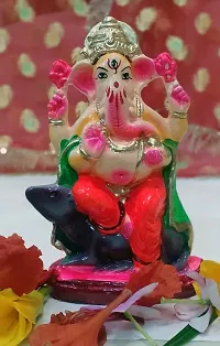 KAANUS ECO Friendly Colored Ganesha / Ganpati Visarjan Ganesh Religious God Water Soluble Clay Idol for Ganesh Chaturthi ( Standard , Multicolour )-thumb2