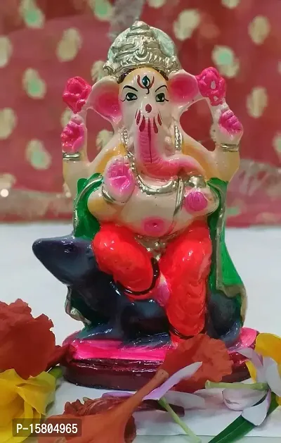 KAANUS ECO Friendly Colored Ganesha / Ganpati Visarjan Ganesh Religious God Water Soluble Clay Idol for Ganesh Chaturthi ( Standard , Multicolour )-thumb3