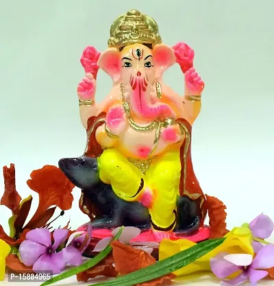 KAANUS ECO Friendly Colored Ganesha / Ganpati Visarjan Ganesh Religious God Water Soluble Clay Idol for Ganesh Chaturthi ( Standard , Multicolour )-thumb4