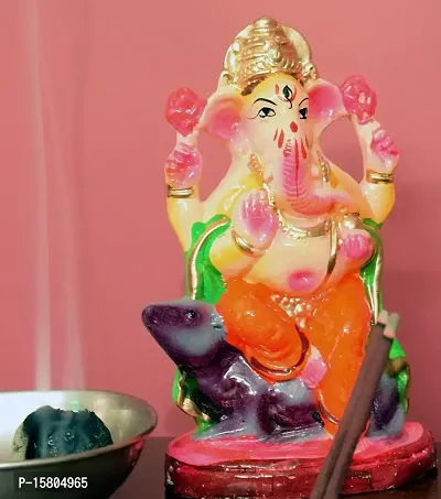 KAANUS ECO Friendly Colored Ganesha / Ganpati Visarjan Ganesh Religious God Water Soluble Clay Idol for Ganesh Chaturthi ( Standard , Multicolour )-thumb2