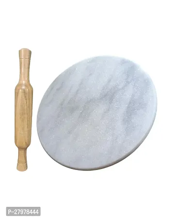 White  Marble Round Chakla For Wooden Belan  Roti Maker White Chakla And Belan-thumb0