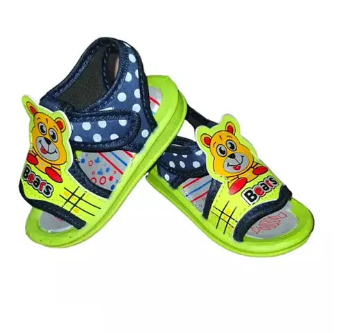 Comfortable Green Canvas Printed Sandals For Boys