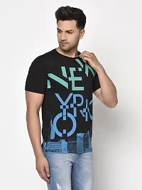 Reliable Black Cotton Blend Printed Round Neck Tees For Men-thumb2