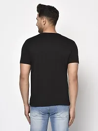 Reliable Black Cotton Blend Printed Round Neck Tees For Men-thumb3