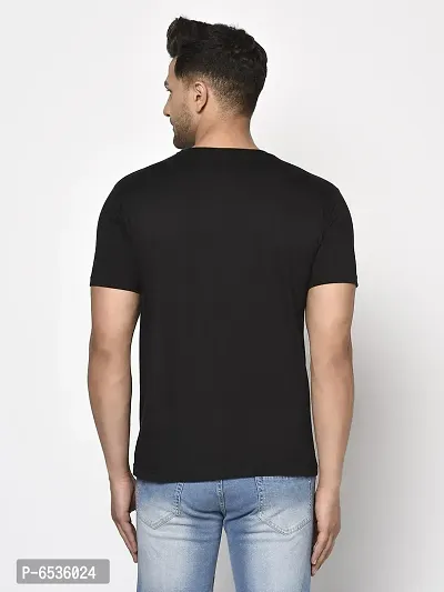 Reliable Black Cotton Blend Printed Round Neck Tees For Men-thumb4