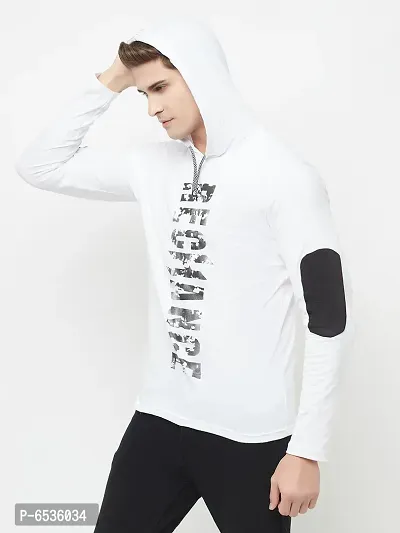 Reliable White Cotton Blend Printed Hooded Tees For Men-thumb0