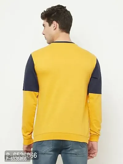 Reliable Yellow Cotton Blend Colourblocked Round Neck Tees For Men And Boys-thumb2
