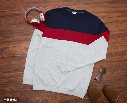 Reliable Cotton Blend Colourblocked Round Neck Tees For Men And Boys