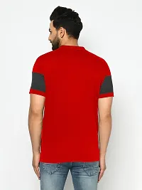 Reliable Red Cotton Blend Colourblocked Polos For Men-thumb1