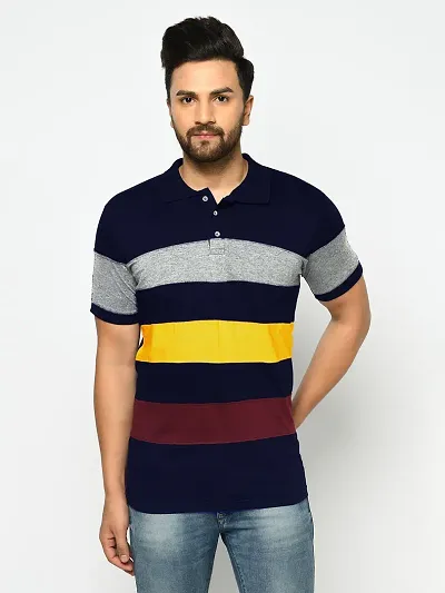 Color-Blocked Cotton Blend Polo Tees