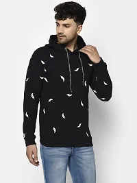 Reliable Black Cotton Blend Printed Hooded Tees For Men And Boys-thumb2