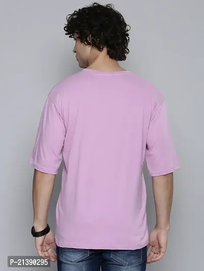 Reliable Pink Cotton Blend Solid Round Neck Tees For Men-thumb2