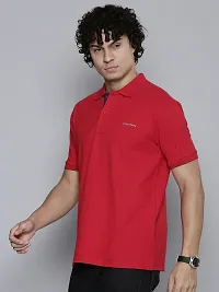 Reliable Red Cotton Blend Solid Polos For Men-thumb1