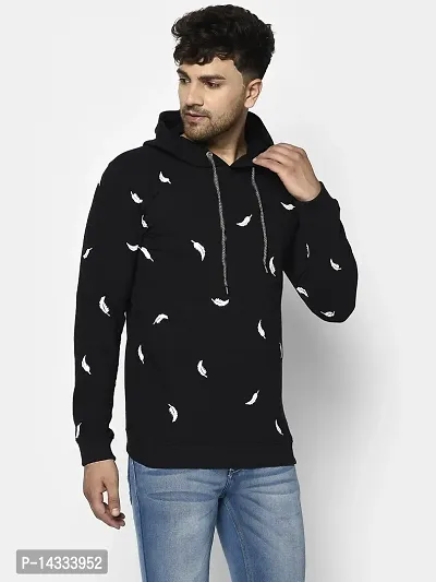 Reliable Black Cotton Blend Printed Hooded Tees For Men-thumb3