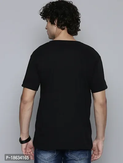 Reliable Black Cotton Blend Printed Round Neck Tees For Men-thumb3