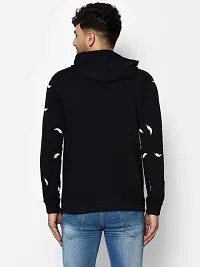 Reliable Black Cotton Blend Printed Hooded Tees For Men-thumb1